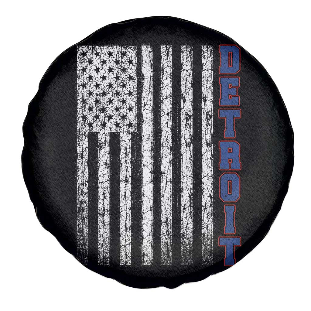 Detroit Michigan State Pride Vintage American Flag Spare Tire Cover