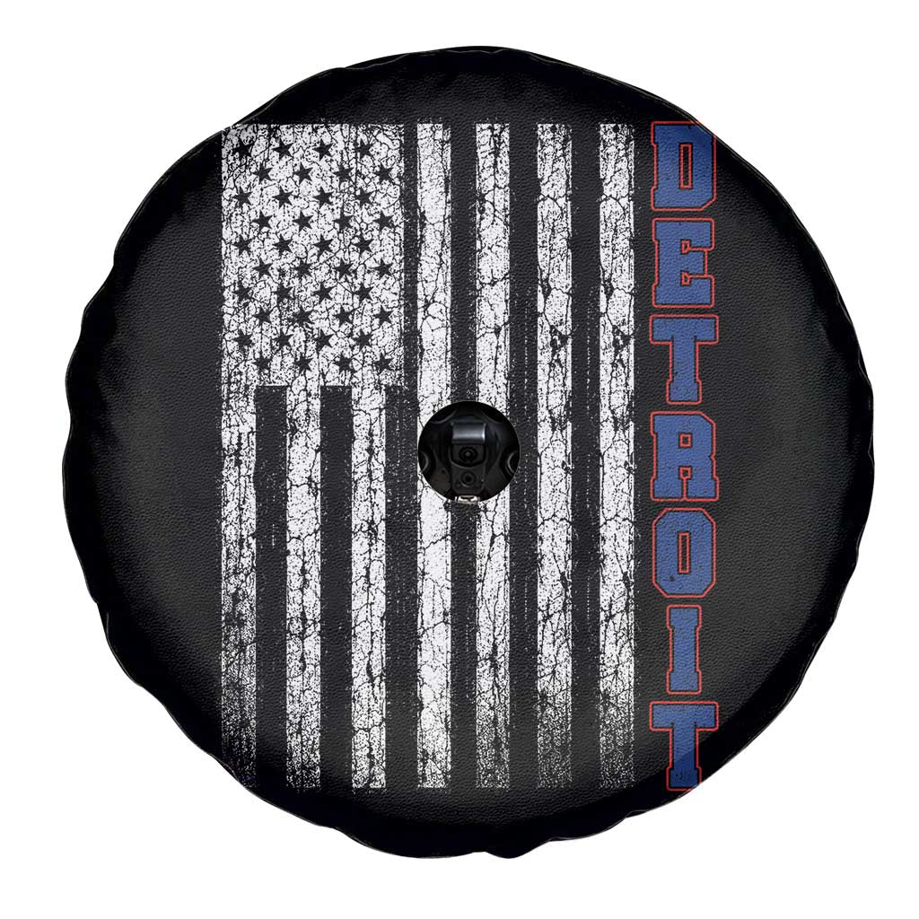 Detroit Michigan State Pride Vintage American Flag Spare Tire Cover