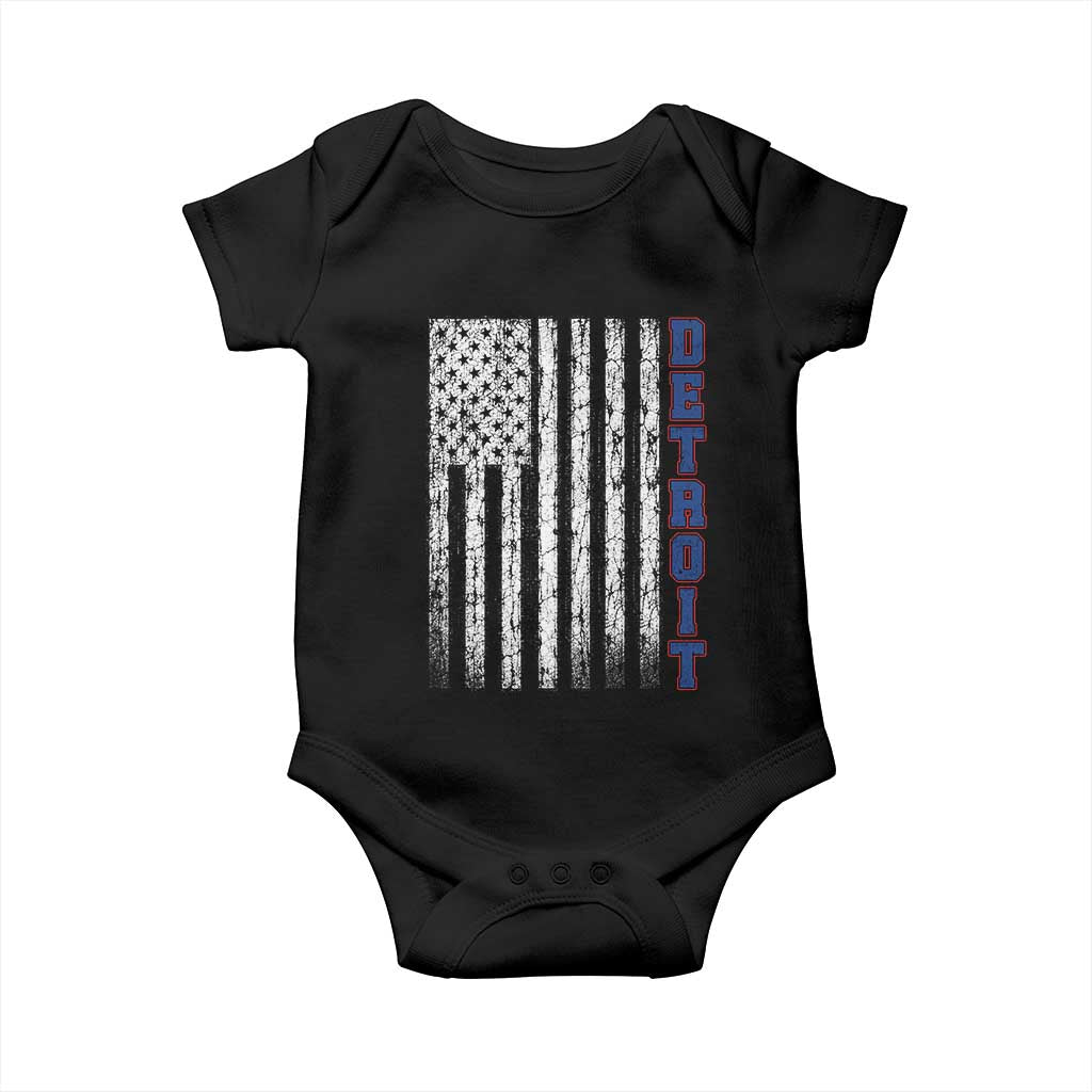 Detroit Michigan State Pride Vintage American Flag Baby Onesie