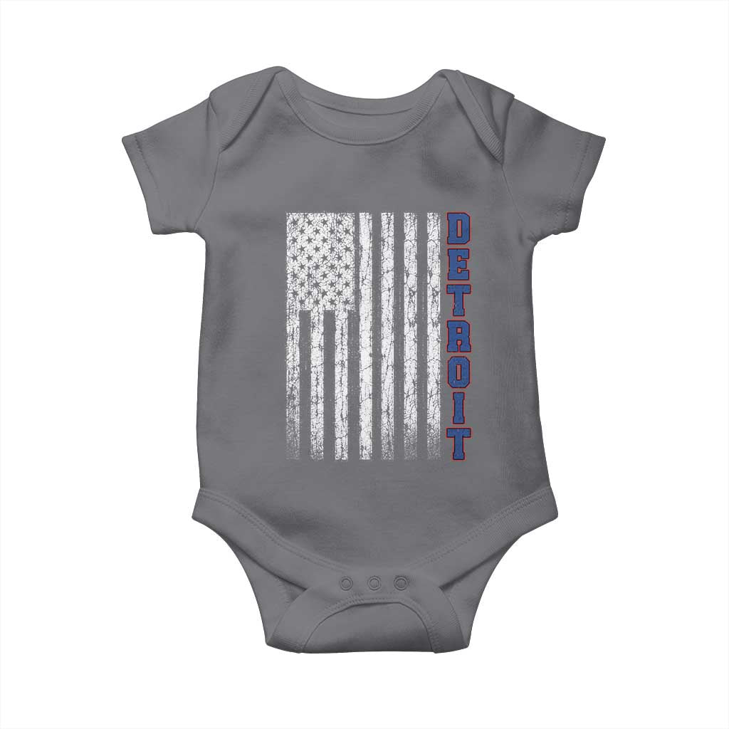Detroit Michigan State Pride Vintage American Flag Baby Onesie