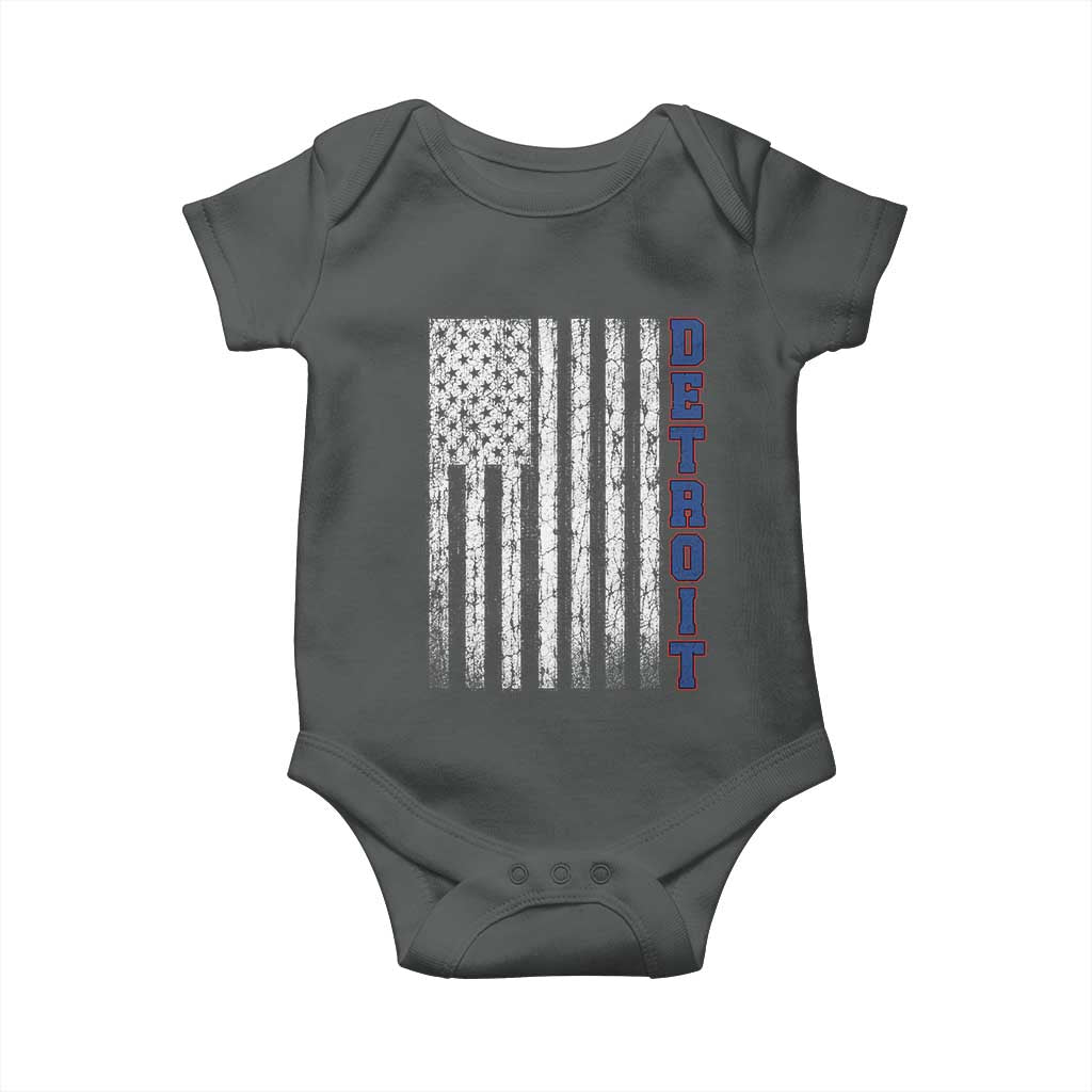 Detroit Michigan State Pride Vintage American Flag Baby Onesie
