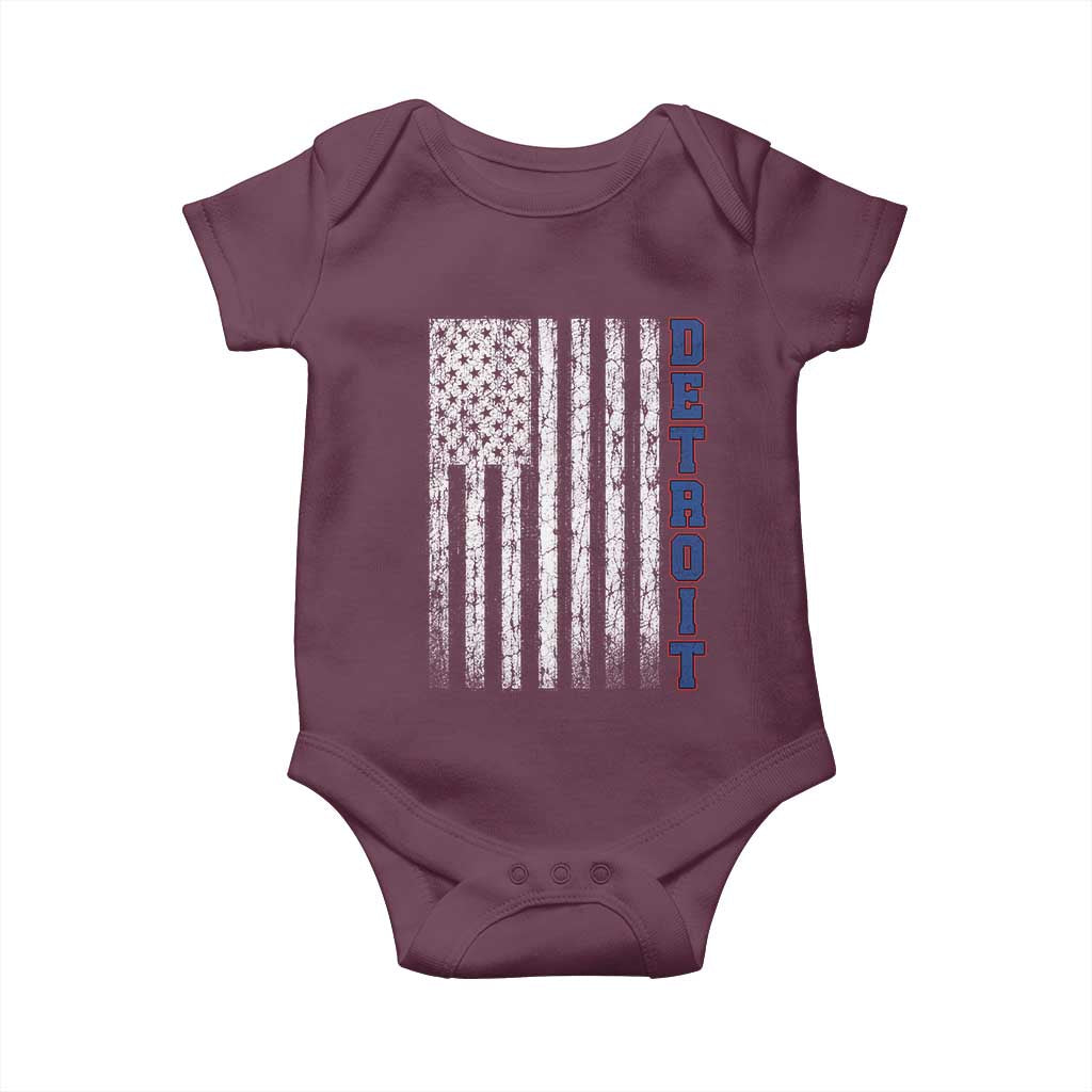 Detroit Michigan State Pride Vintage American Flag Baby Onesie