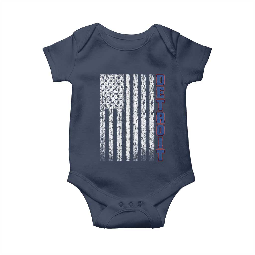 Detroit Michigan State Pride Vintage American Flag Baby Onesie