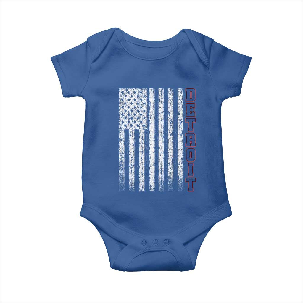 Detroit Michigan State Pride Vintage American Flag Baby Onesie