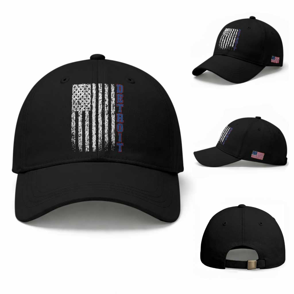 Detroit Michigan State Pride Vintage American Flag Baseball Cap