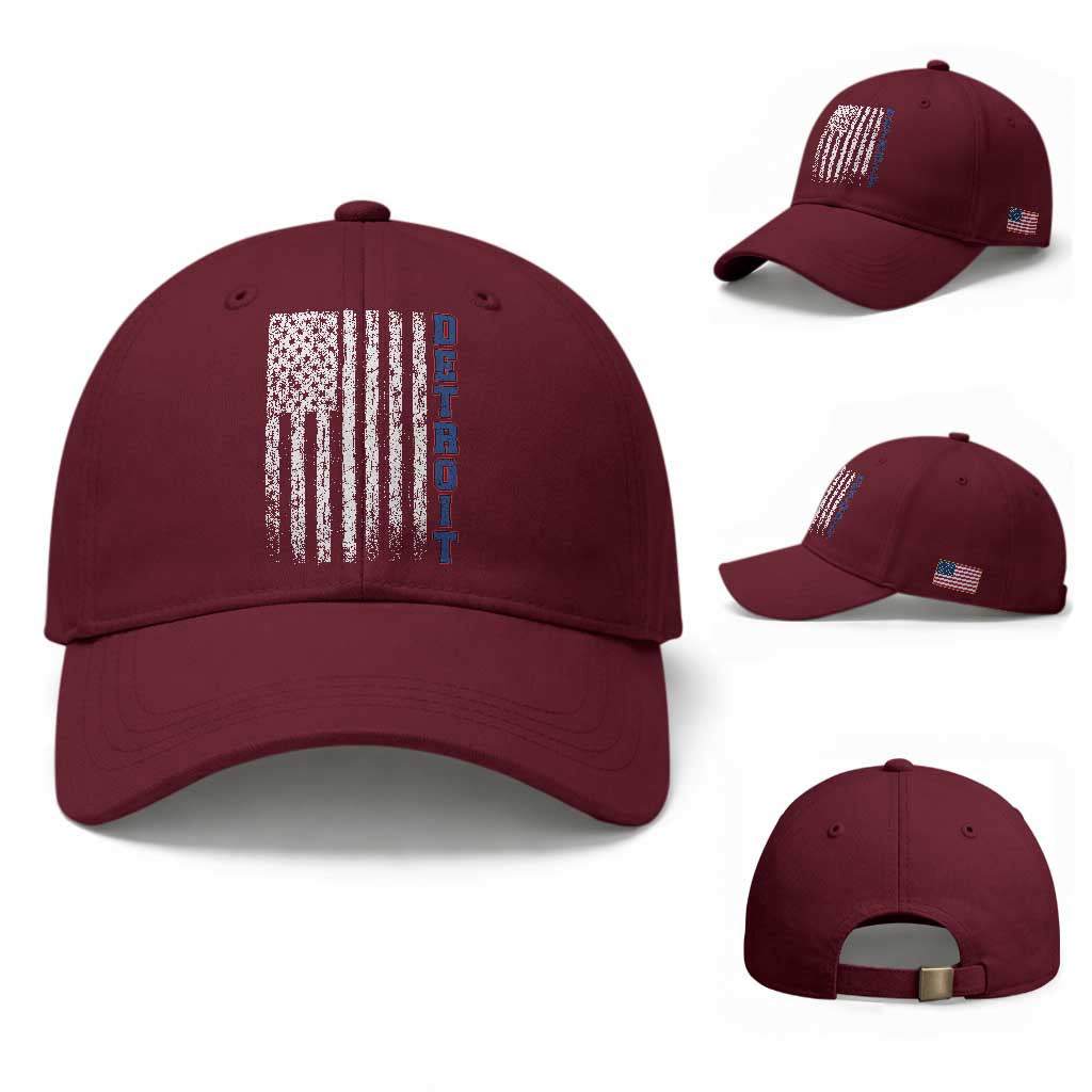 Detroit Michigan State Pride Vintage American Flag Baseball Cap