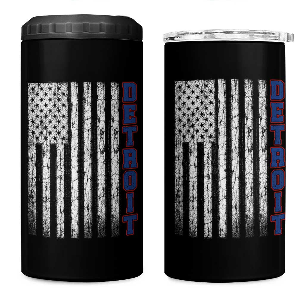 Detroit Michigan State Pride Vintage American Flag 4 in 1 Can Cooler Tumbler