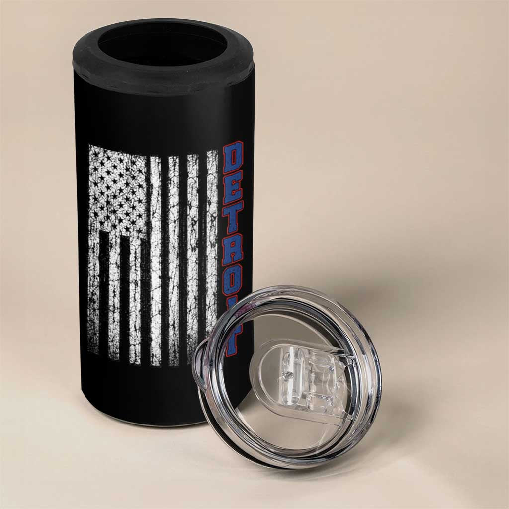 Detroit Michigan State Pride Vintage American Flag 4 in 1 Can Cooler Tumbler