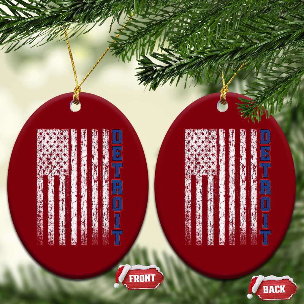 Detroit Michigan State Pride Vintage American Flag Ceramic Ornament