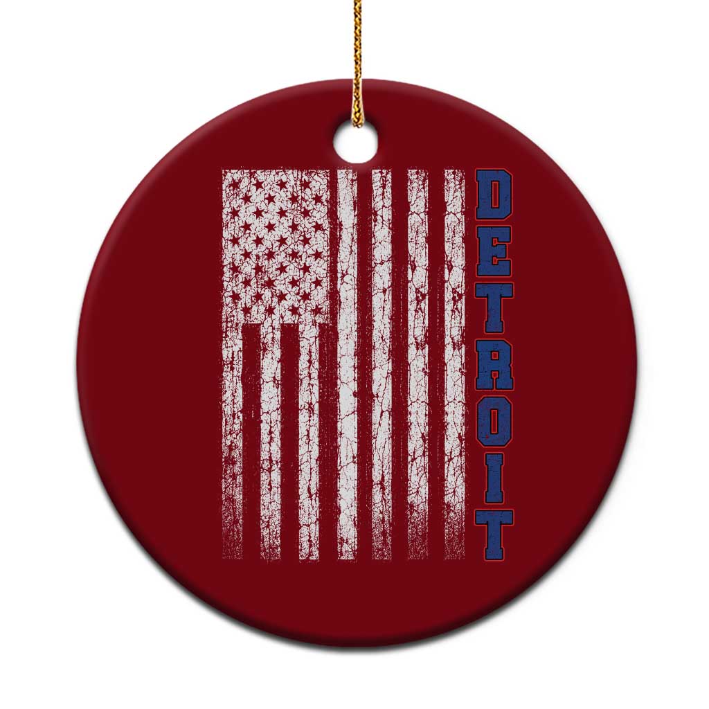 Detroit Michigan State Pride Vintage American Flag Ceramic Ornament
