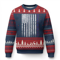 Detroit Michigan State Pride Vintage American Flag Ugly Christmas Sweater