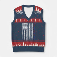 Detroit Michigan State Pride Vintage American Flag V-Neck Knit Sweater Vest