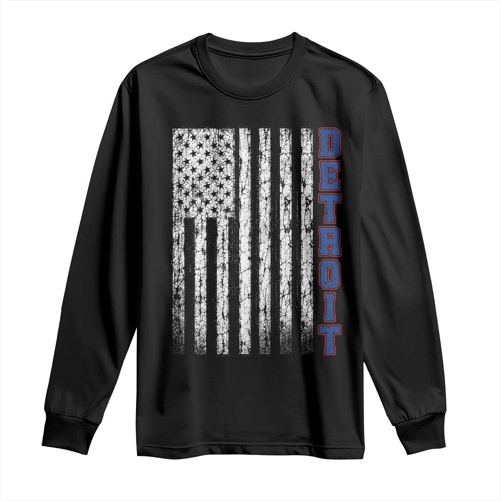 Detroit Michigan State Pride Vintage American Flag Long Sleeve Shirt