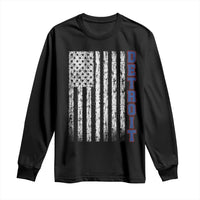 Detroit Michigan State Pride Vintage American Flag Long Sleeve Shirt