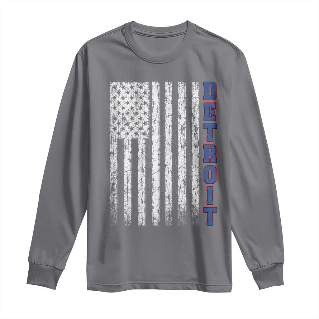 Detroit Michigan State Pride Vintage American Flag Long Sleeve Shirt