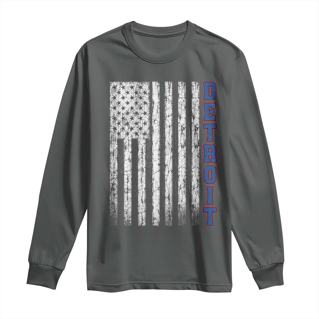 Detroit Michigan State Pride Vintage American Flag Long Sleeve Shirt