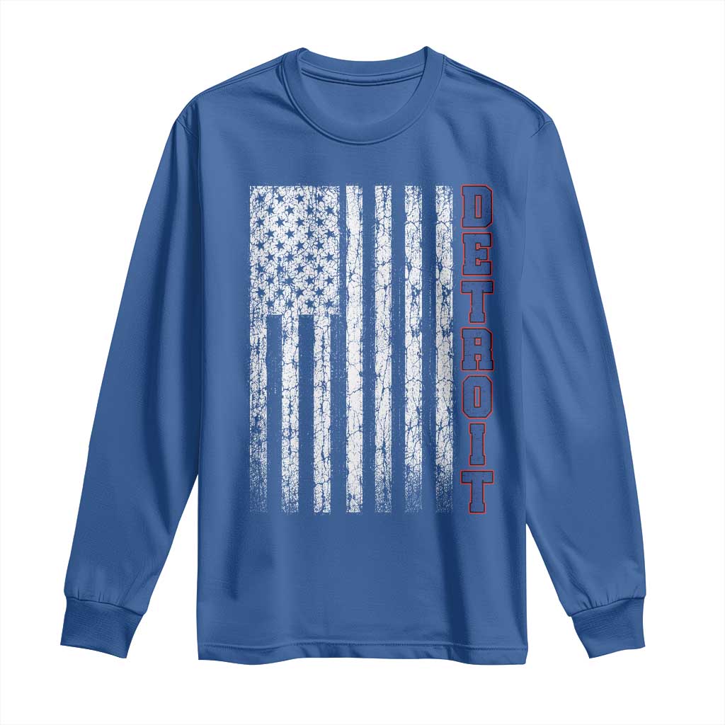 Detroit Michigan State Pride Vintage American Flag Long Sleeve Shirt