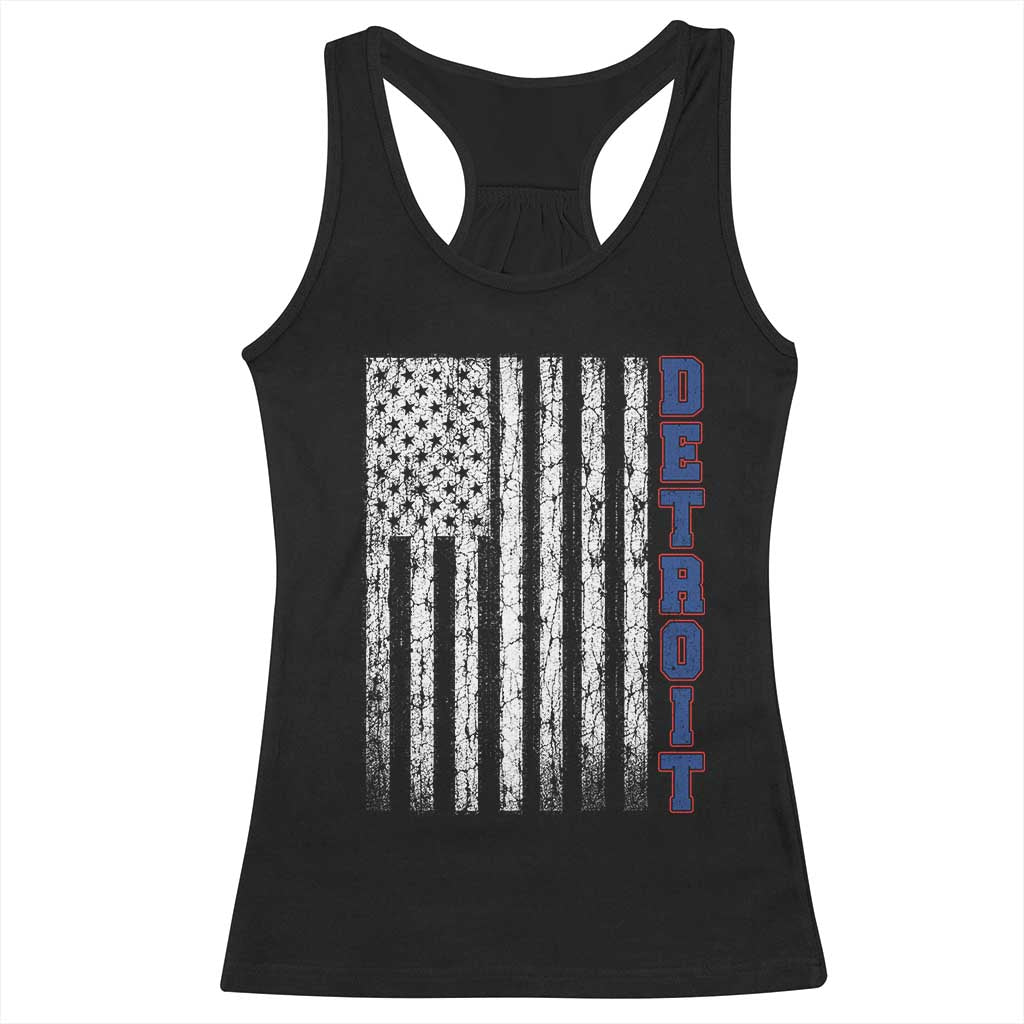 Detroit Michigan State Pride Vintage American Flag Racerback Tank Top