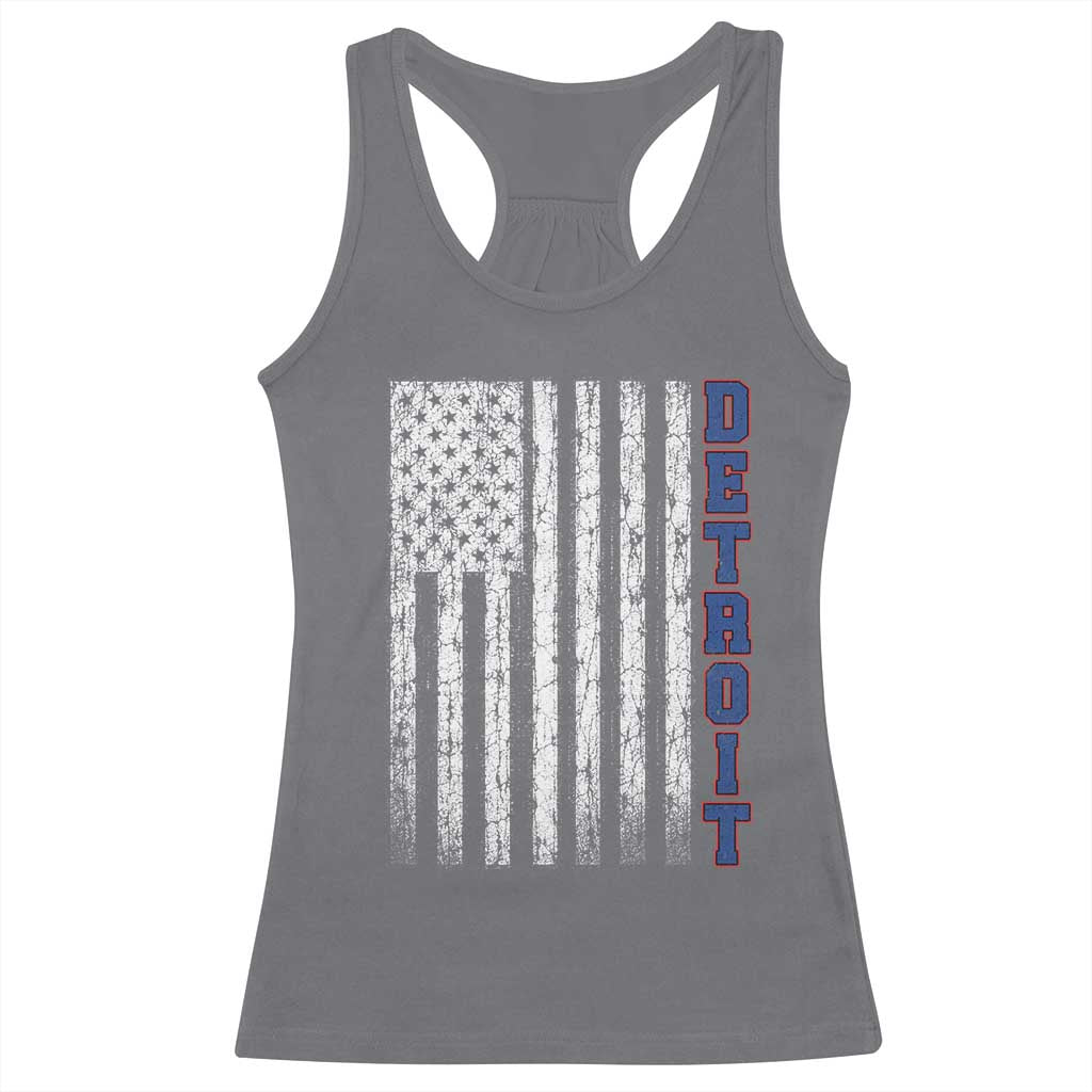 Detroit Michigan State Pride Vintage American Flag Racerback Tank Top