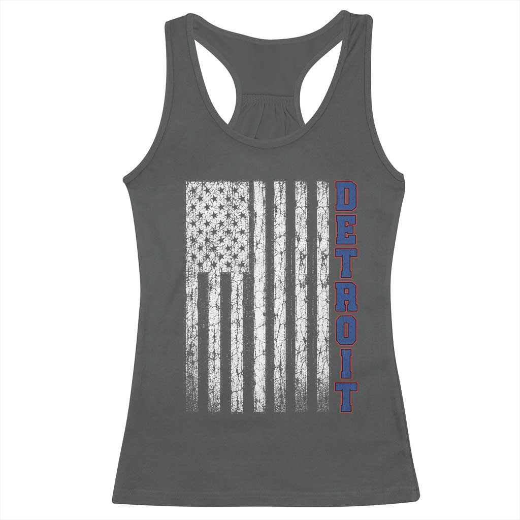 Detroit Michigan State Pride Vintage American Flag Racerback Tank Top