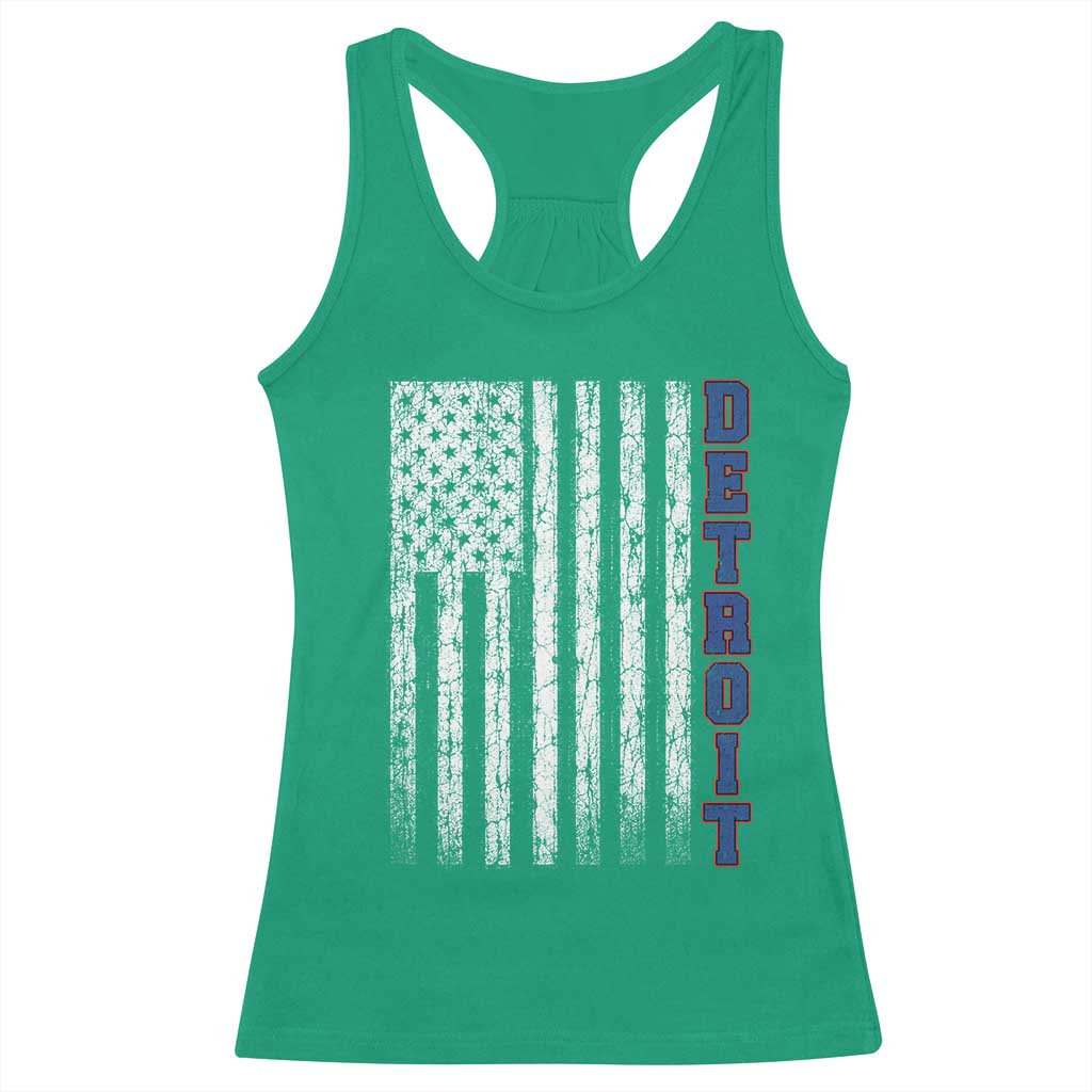 Detroit Michigan State Pride Vintage American Flag Racerback Tank Top