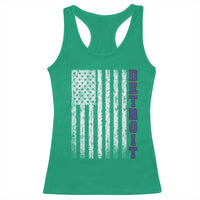 Detroit Michigan State Pride Vintage American Flag Racerback Tank Top