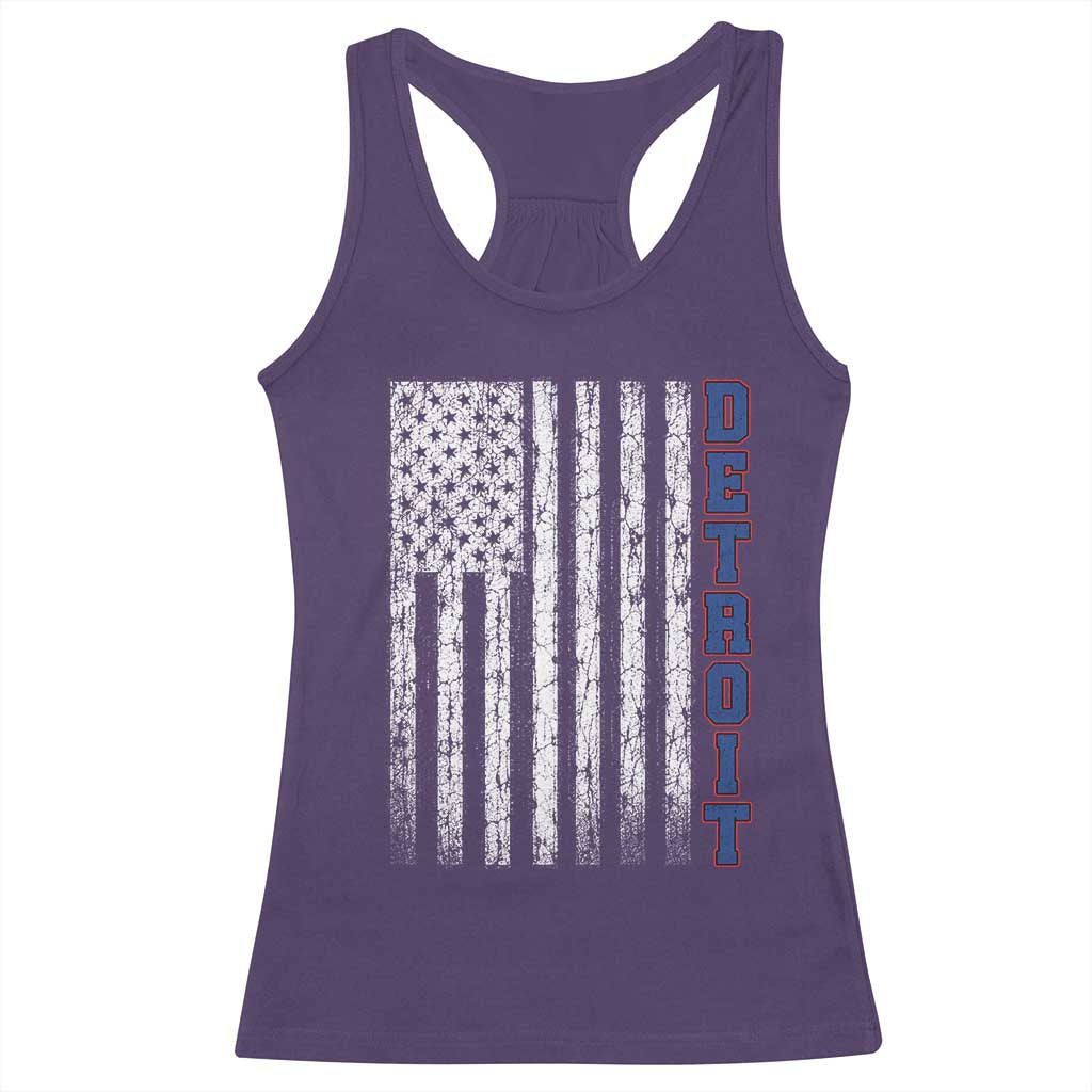Detroit Michigan State Pride Vintage American Flag Racerback Tank Top