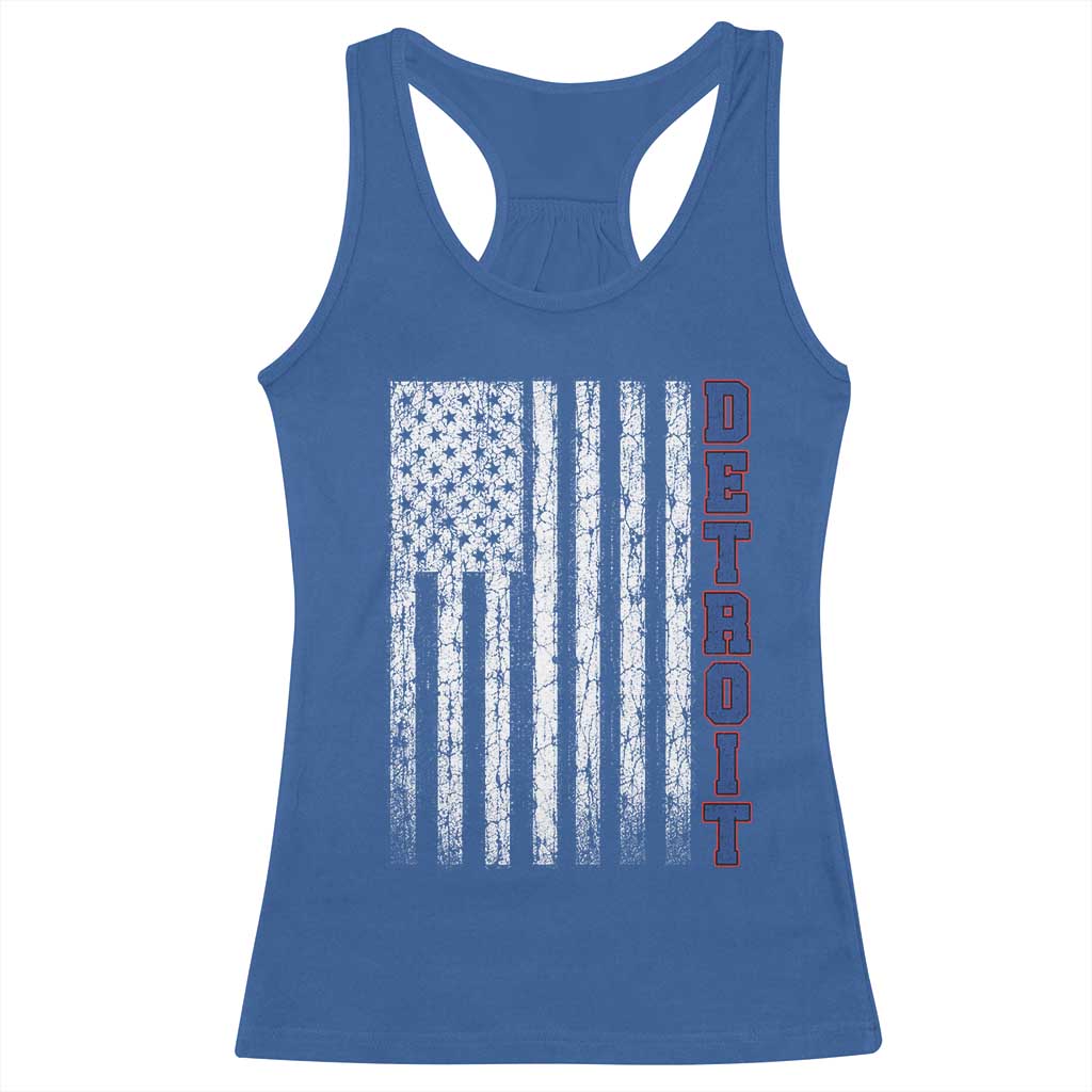 Detroit Michigan State Pride Vintage American Flag Racerback Tank Top