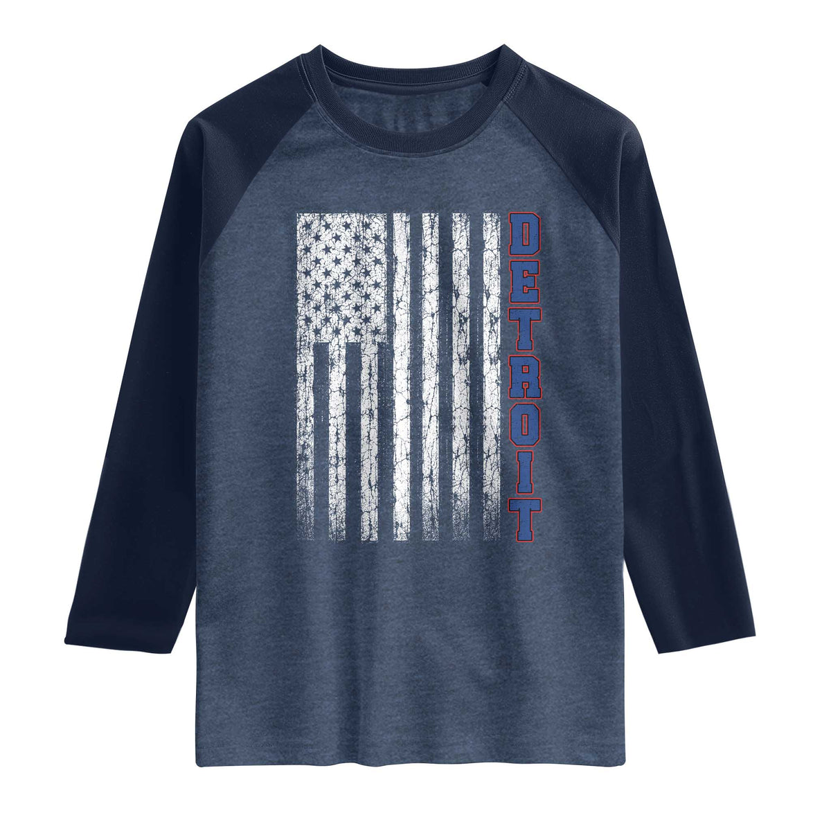 Detroit Michigan State Pride Vintage American Flag Raglan Shirt