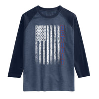 Detroit Michigan State Pride Vintage American Flag Raglan Shirt