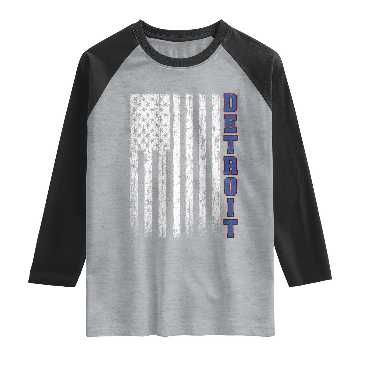 Detroit Michigan State Pride Vintage American Flag Raglan Shirt