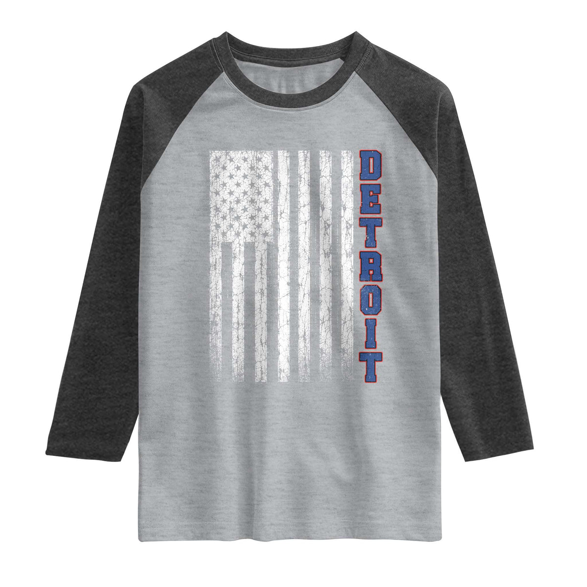Detroit Michigan State Pride Vintage American Flag Raglan Shirt
