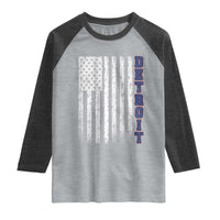 Detroit Michigan State Pride Vintage American Flag Raglan Shirt