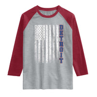 Detroit Michigan State Pride Vintage American Flag Raglan Shirt