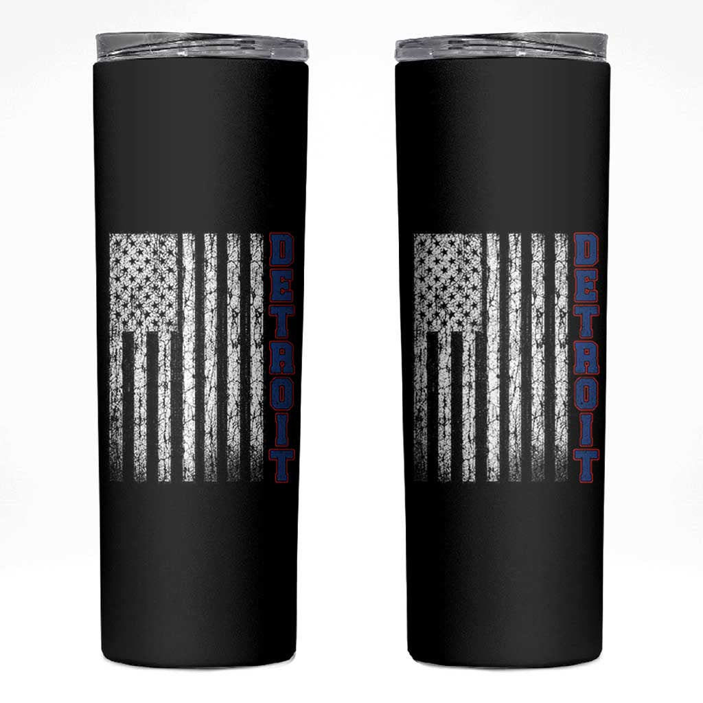 Detroit Michigan State Pride Vintage American Flag Skinny Tumbler
