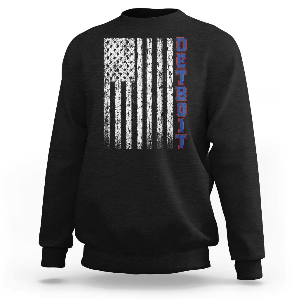 Detroit Michigan State Pride Vintage American Flag Sweatshirt