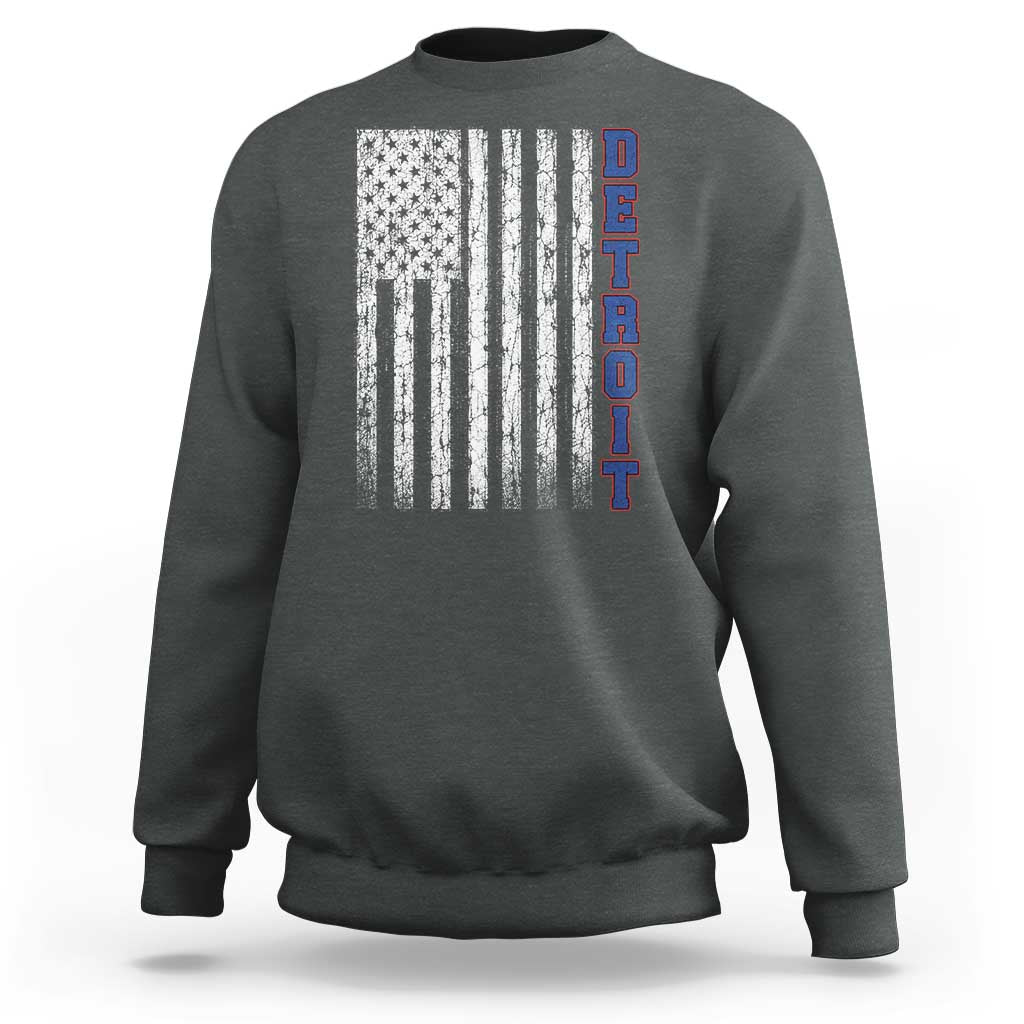 Detroit Michigan State Pride Vintage American Flag Sweatshirt