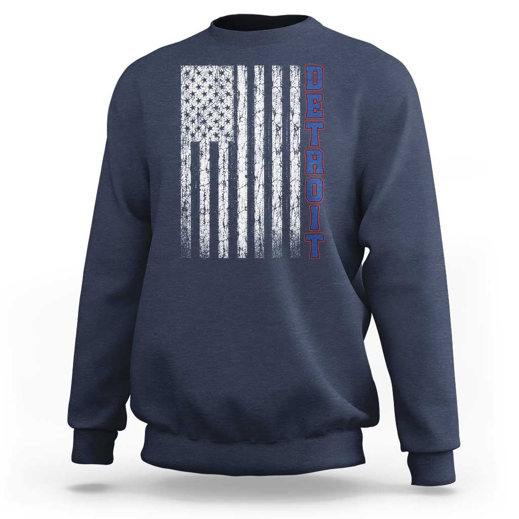 Detroit Michigan State Pride Vintage American Flag Sweatshirt