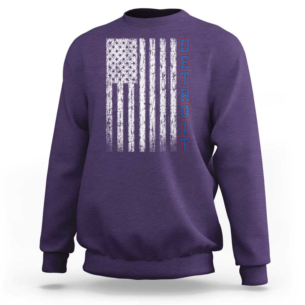 Detroit Michigan State Pride Vintage American Flag Sweatshirt