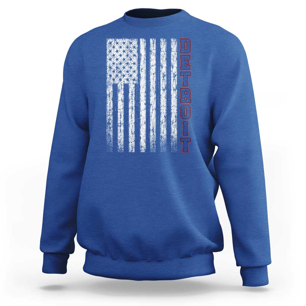 Detroit Michigan State Pride Vintage American Flag Sweatshirt