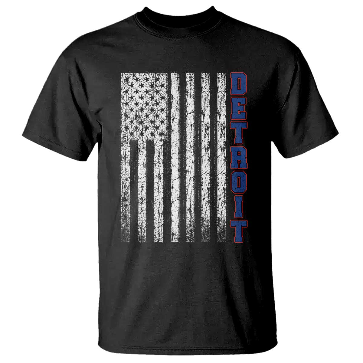 Detroit Michigan State Pride Vintage American Flag T Shirt