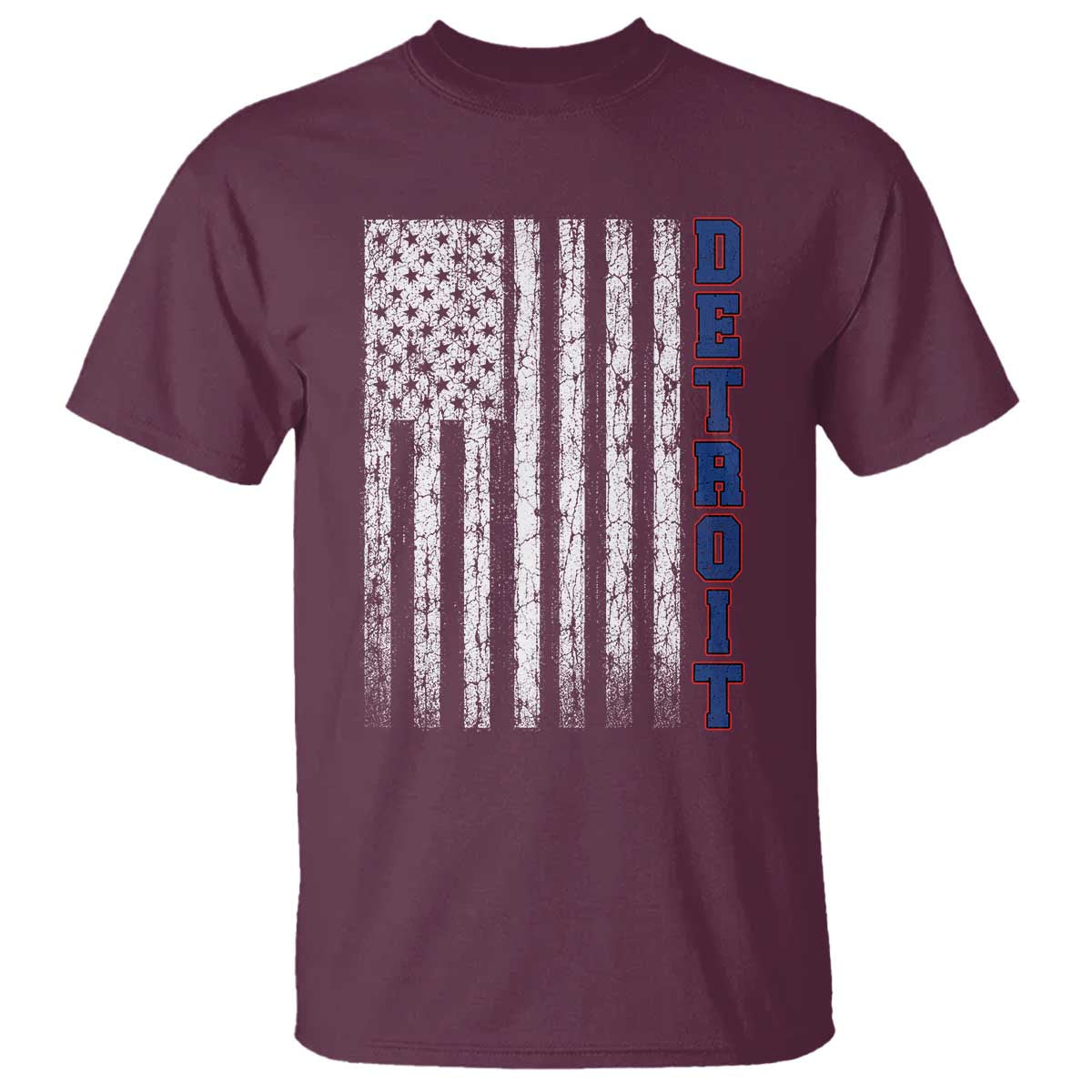 Detroit Michigan State Pride Vintage American Flag T Shirt