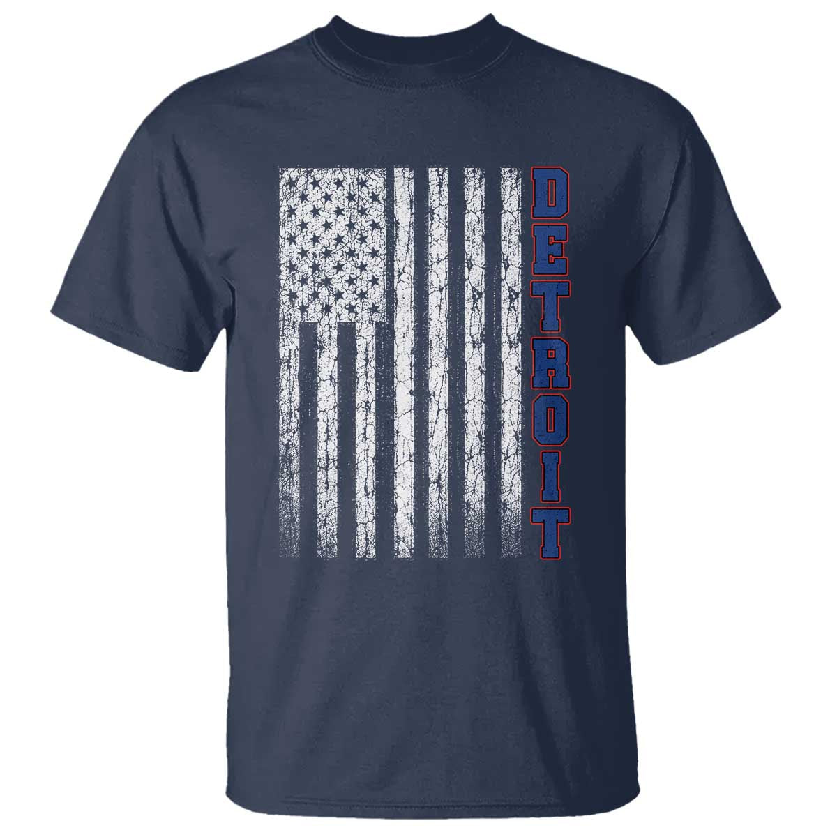 Detroit Michigan State Pride Vintage American Flag T Shirt
