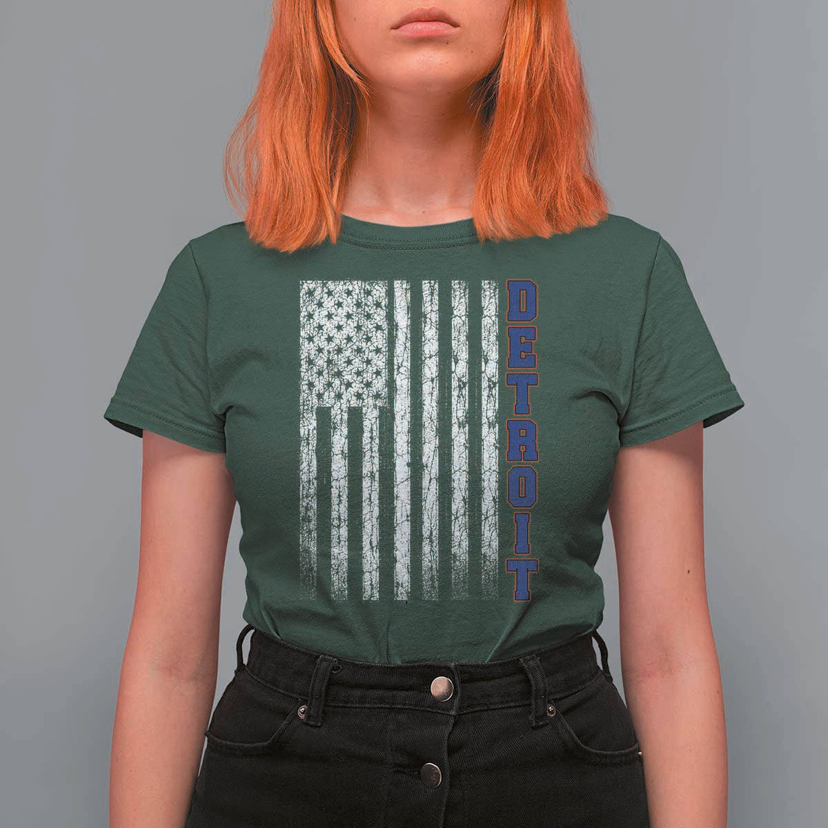 Detroit Michigan State Pride Vintage American Flag T Shirt For Women