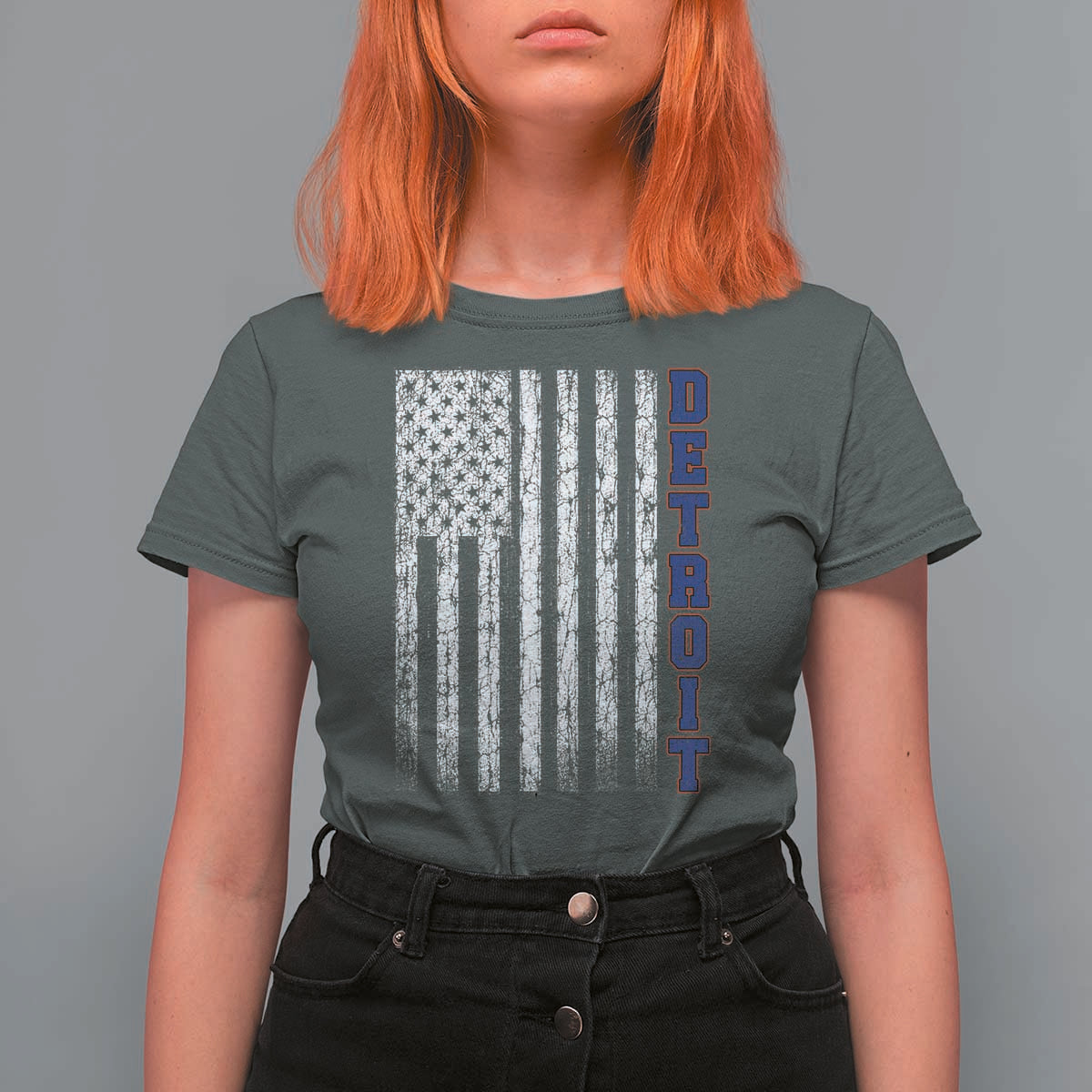Detroit Michigan State Pride Vintage American Flag T Shirt For Women