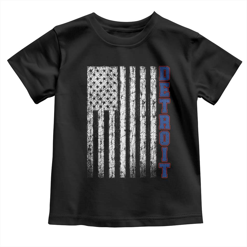 Detroit Michigan State Pride Vintage American Flag Toddler T Shirt