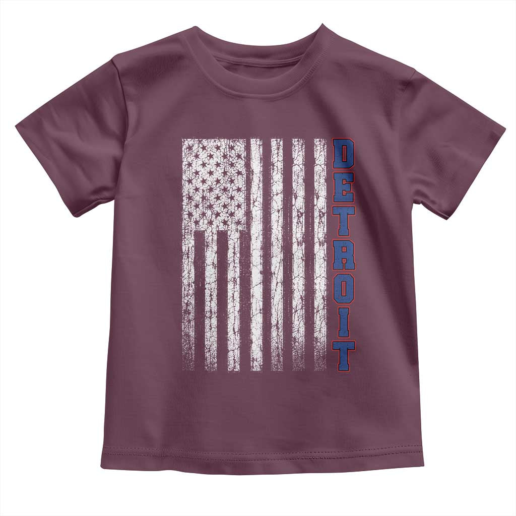 Detroit Michigan State Pride Vintage American Flag Toddler T Shirt