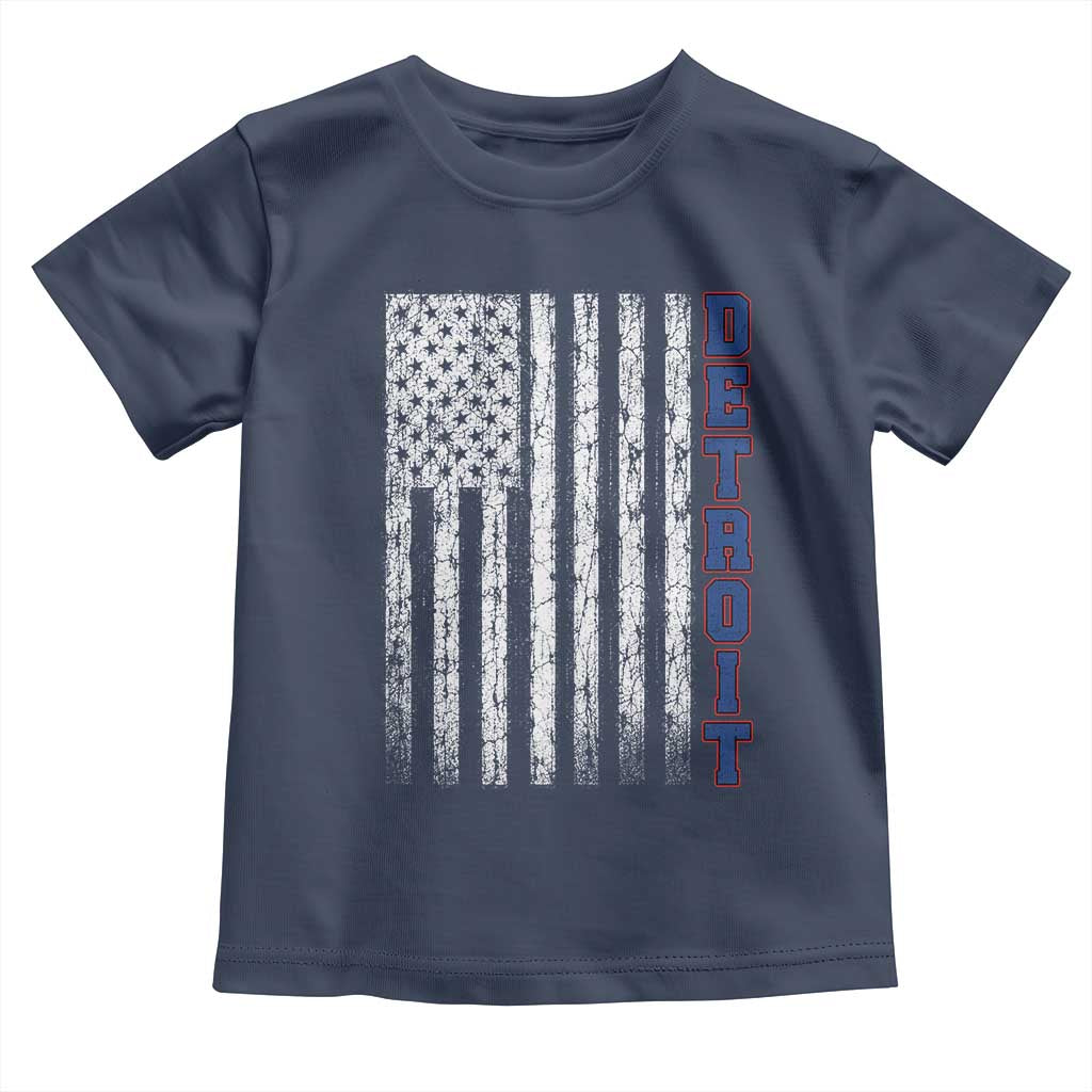 Detroit Michigan State Pride Vintage American Flag Toddler T Shirt