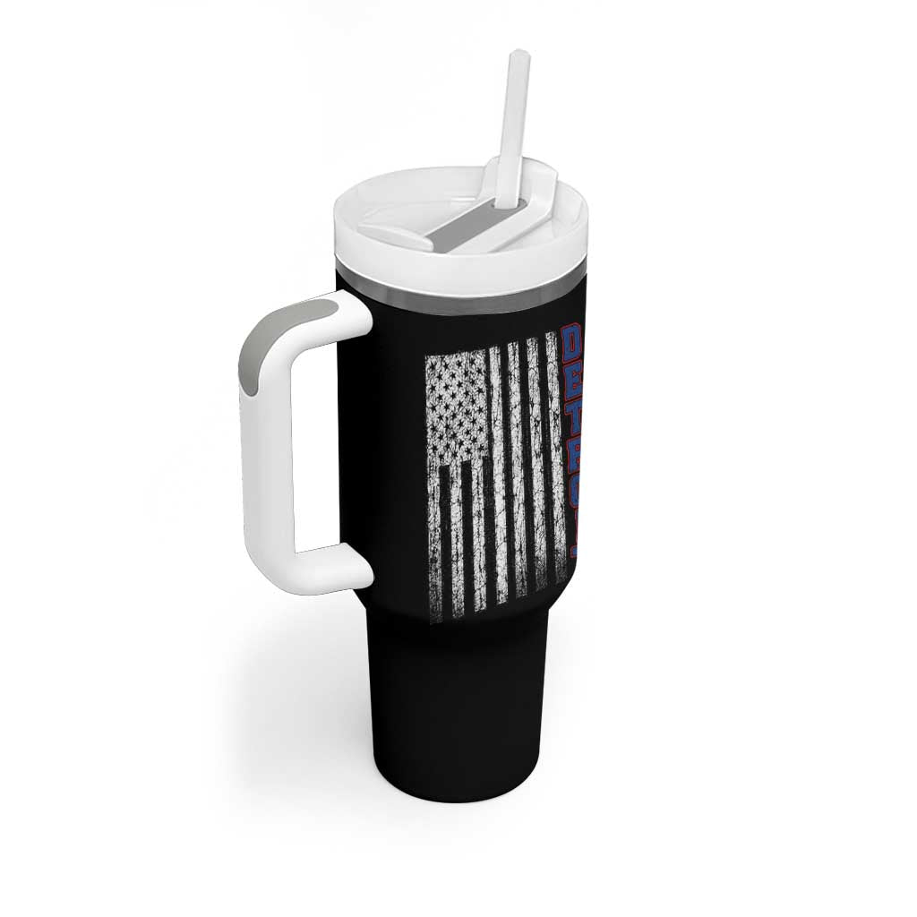 Detroit Michigan State Pride Vintage American Flag Tumbler With Handle
