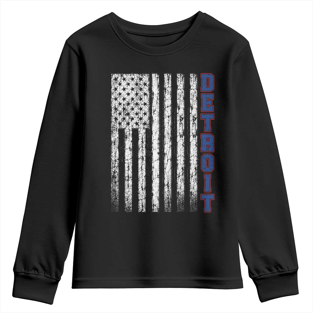 Detroit Michigan State Pride Vintage American Flag Youth Sweatshirt
